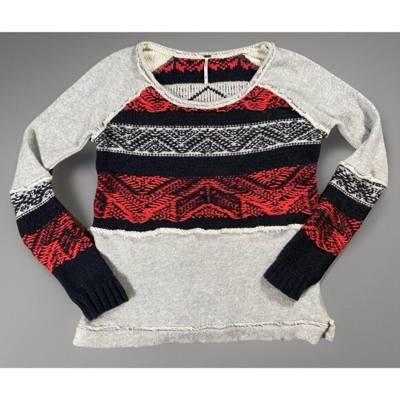 Free People Snow Angel Chunky Knit Boho Pullover Sweater Women’s Size Small - Picture 1 of 7